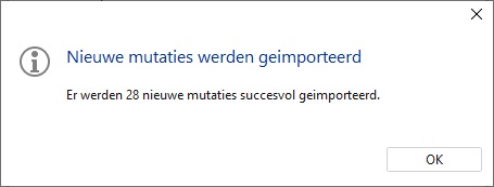 Nieuwe mutaties werden geimporteerd Nieuwe mutaties werden geimporteerd