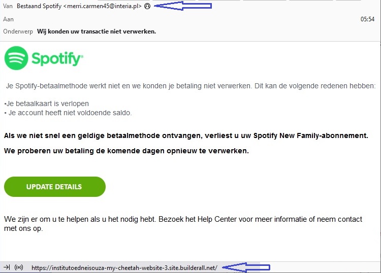 Wij konden uw transactie niet verwerken