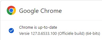 Google Chrome versie 127.0.6533.100 Google Chrome versie 127.0.6533.100
