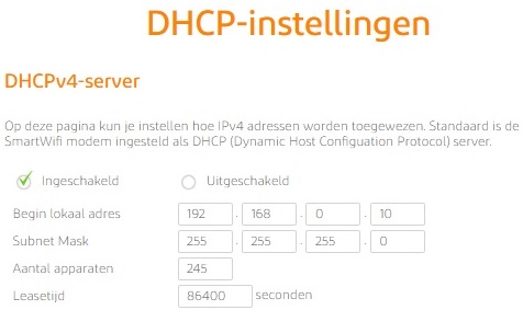DHCP-instellingen